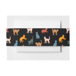 Bandeau De Faire-part Chats sur le noir