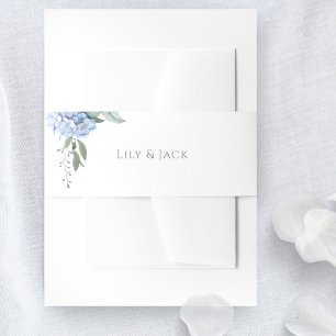 Bandeau De Faire-part Chic blanc et bleu floral Hydrangea Mariage