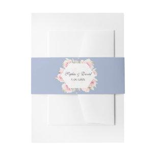 Bandeau De Faire-part Chic Blush Floral géométrique Dusty Blue Mariage