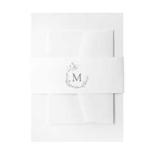 Bandeau De Faire-part Chic Elegant Gris Blanc Aquarelle Mariage Floral