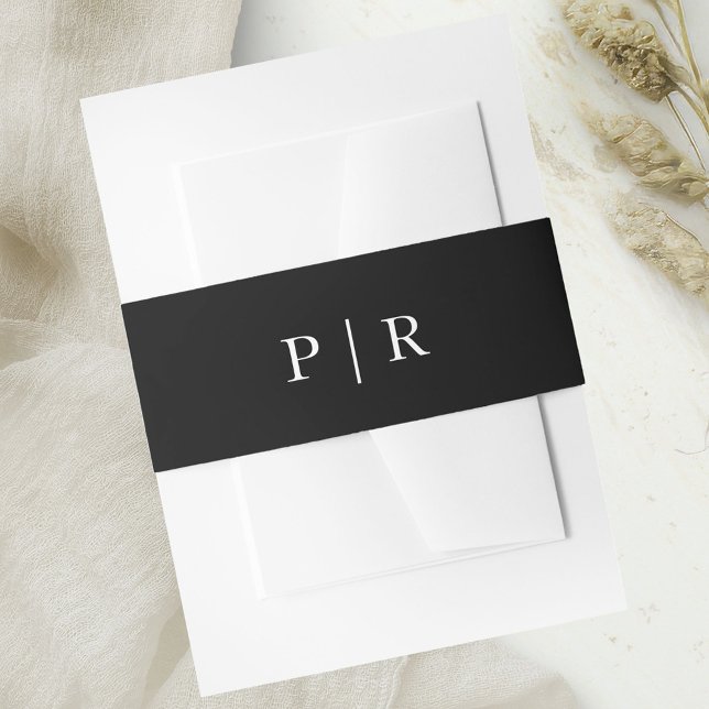 Bandeau De Faire-part Chic Monogramme Mariage noir et blanc (Créateur téléchargé)