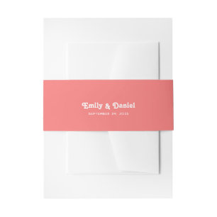 Bandeau De Faire-part Chic Rétro Été Bright Coral Mariage rose