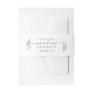 Bandeau De Faire-part Chic Script Future M. Mme Green Foliage Mariage