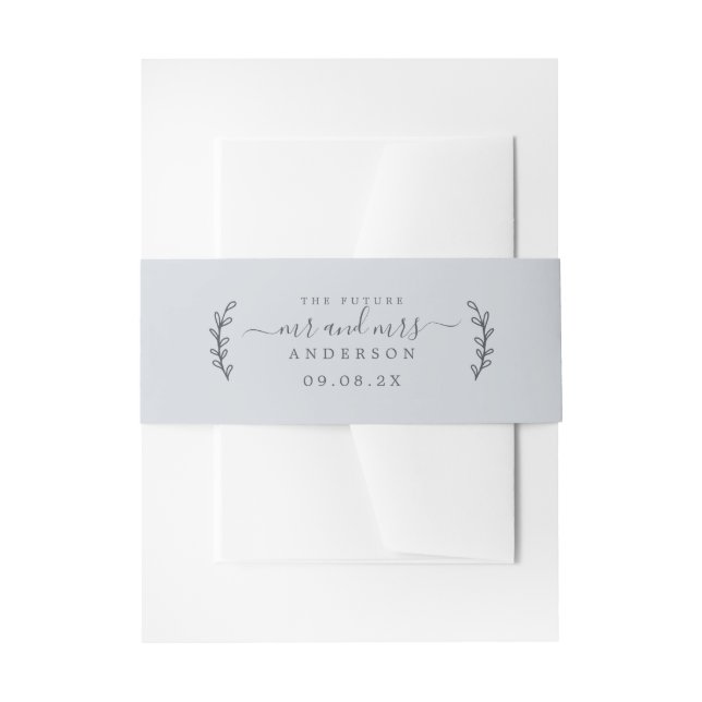 Bandeau De Faire-part Chic Script Future M. Mme Mariage Date Bleu (Devant example)