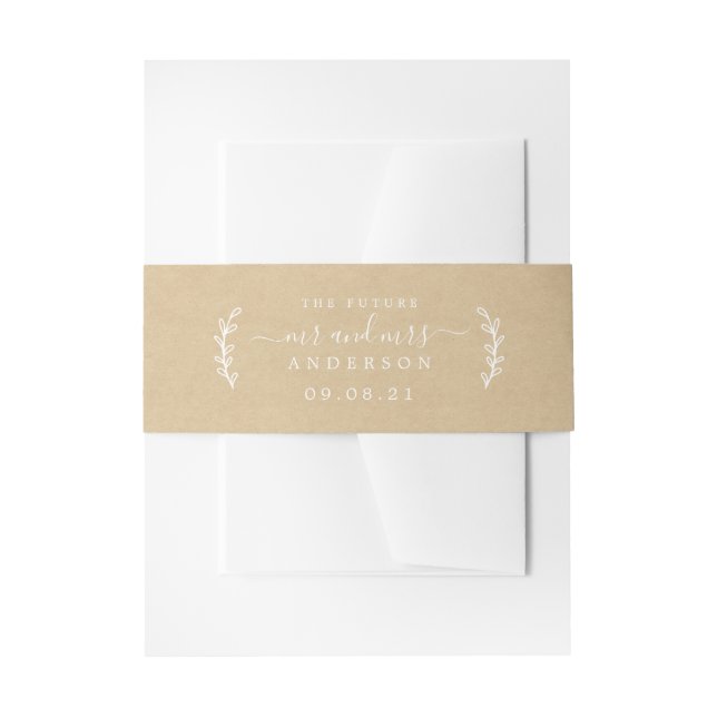 Bandeau De Faire-part Chic Script Future M. Mme Mariage Date Kraft (Devant example)