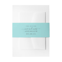 Bandeau De Faire-part Chic Script Future M. Mme Pastel Mariage bleu