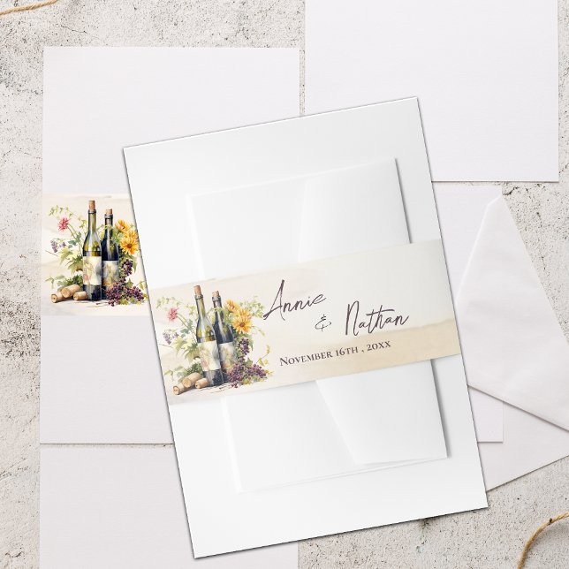 Bandeau De Faire-part Chic Winery Mariage rustique inspiré par la Grapev (Grapevine-Inspired Chic Winery Rustic Wedding Invitation Belly Band)