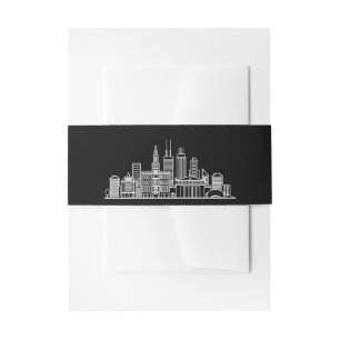 Bandeau De Faire-part Chicago Skyline Mariage Noir et Blanc
