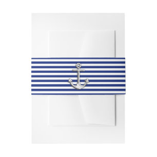 Bandeau De Faire-part Chrome Anchor on Navy Stripes