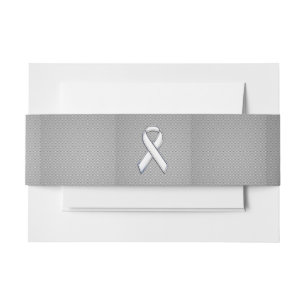 Bandeau De Faire-part Chrome Comme White Ribbon Sensibilisation Fibre de