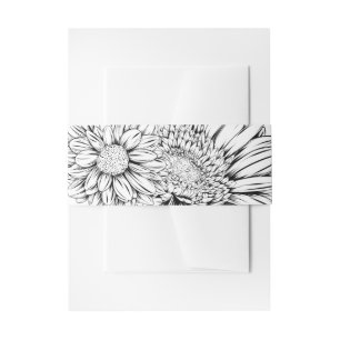 Bandeau De Faire-part Chrysanthème Dessin à la ligne noire avec votre no