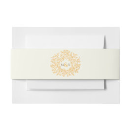 Bandeau De Faire-part Chute feuilles orange sur le mariage blanc monogra