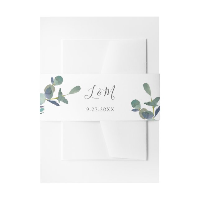 Bandeau De Faire-part Cimier d'Eucalyptus | Mariage de monogramme (Devant example)
