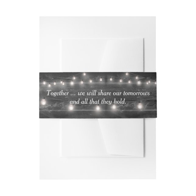 Bandeau De Faire-part Citation mariage sur le bois avec lumières (Devant example)
