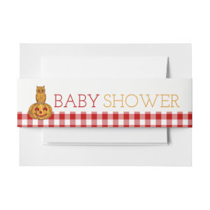 Bandeau De Faire-part Citrouille Owl & En vichy Baby shower