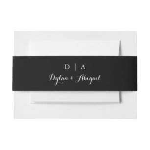 Bandeau De Faire-part Classic Monogrammed Bllack Mariage Belly Band