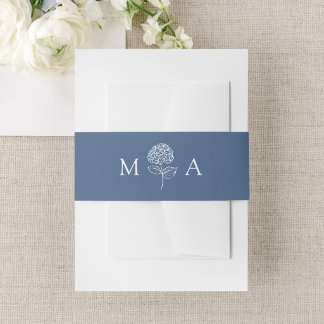 Bandeau De Faire-part Classic Navy Hydrangea Monogram Wedding