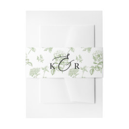 Bandeau De Faire-part Classic Victorian Green Floral Wedding Monogram