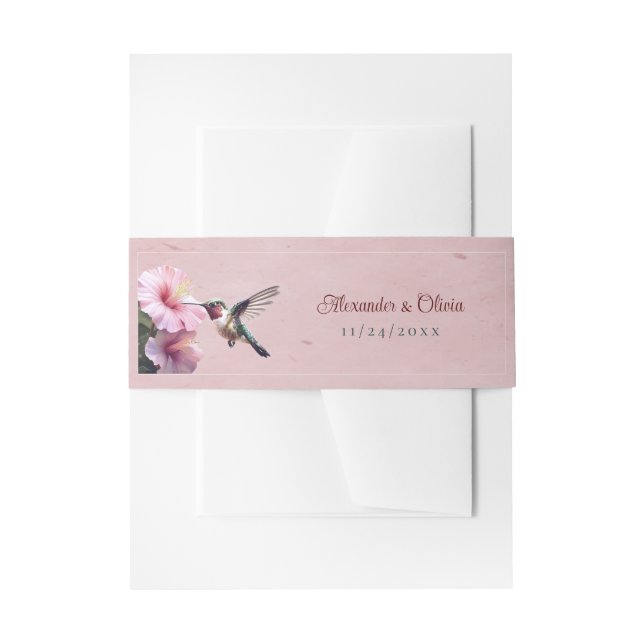 Bandeau De Faire-part Colibri et Mariage d'Hibiscus | Rose (Devant example)