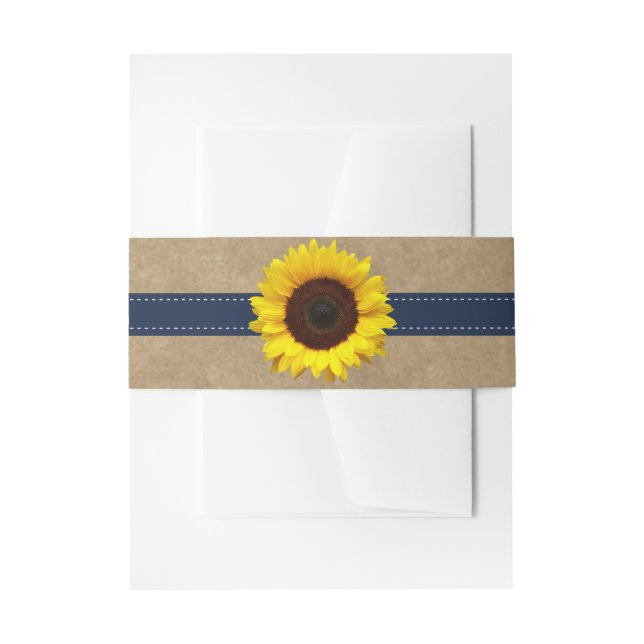 Bandeau De Faire-part Collection Kraft, dentelle et tournesol - Navy (Devant example)