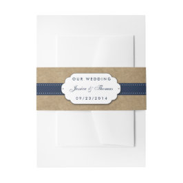 Bandeau De Faire-part Collection Kraft, dentelle et tournesol - Navy