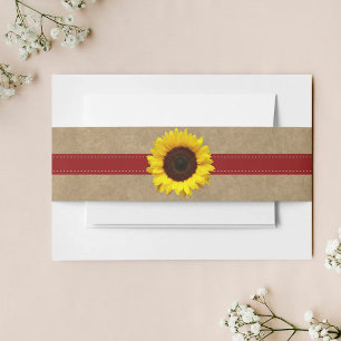 Bandeau De Faire-part Collection Kraft, dentelle et tournesol - Rouge