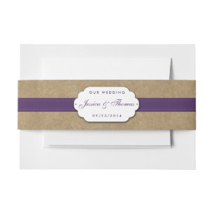 Bandeau De Faire-part Collection Kraft, dentelle et tournesol - violet