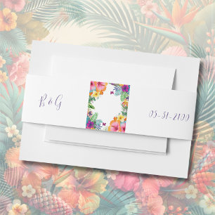 Bandeau De Faire-part Coloré hawaïen tropical Mariage