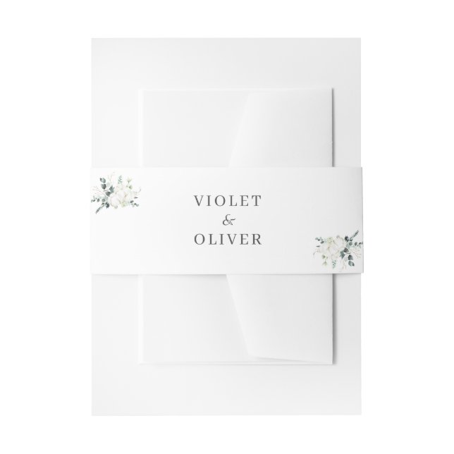 Bandeau De Faire-part Coton d'Eucalyptus | Mariage moderne blanc (Devant example)