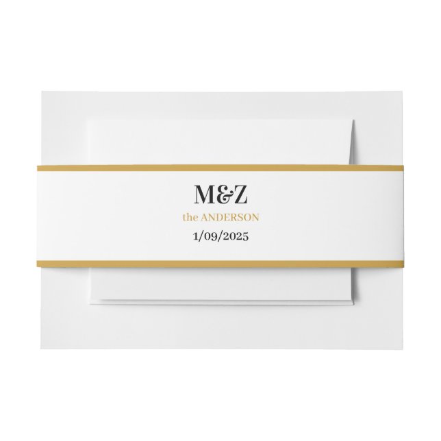 Bandeau De Faire-part Couple Monogram mariage date simple or pensionnair (Devant Example)
