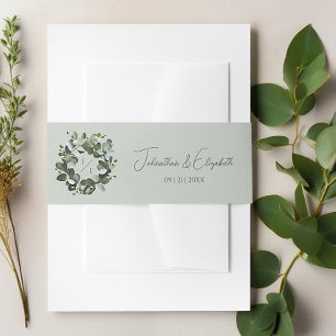 Bandeau De Faire-part Couronne Monogramme Eucalyptus moderne   Vert sage