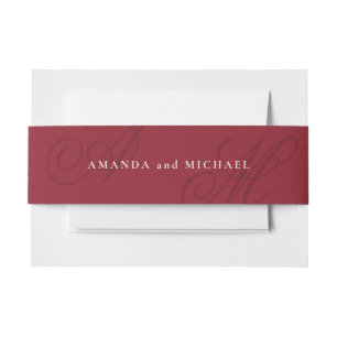 Bandeau De Faire-part Cranberry Red Modern Edge Élégant Mariage Monogram