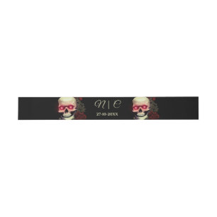 Bandeau De Faire-part Crâne rouge floral foncé moody gothique crâne Hall