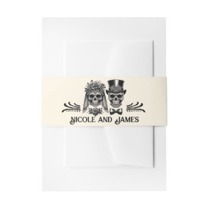 Bandeau De Faire-part Cream Black & Gold Vintage Skeleton Mariage