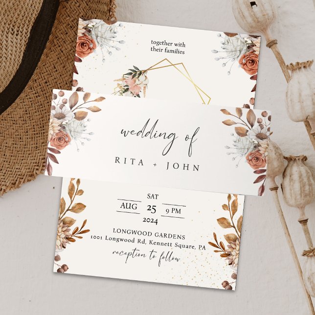 Bandeau De Faire-part Crème Boho Mariage noir et blanc (Créateur téléchargé)