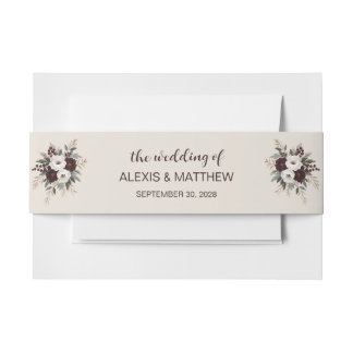 Bandeau De Faire-part Crème Mariage rustique Floral Invitation Bande de 