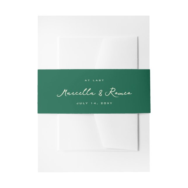 Bandeau De Faire-part Dark Green Chic Simple Names and Wedding Date (Devant example)