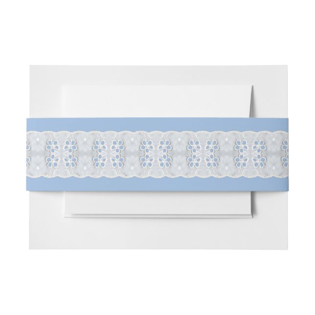 Bandeau De Faire-part Dentelle blanche d'oeillet sur bleu (Devant Example)