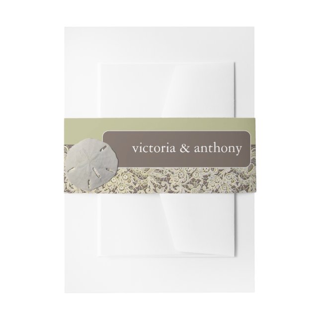 Bandeau De Faire-part Dentelle de sable, Mariage de plage Vintage (Devant example)
