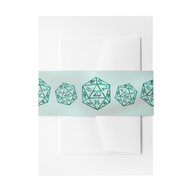 Bandeau De Faire-part Dés RPG | Emerald Imaginaire Tabletop Retro Gamer (Devant example)