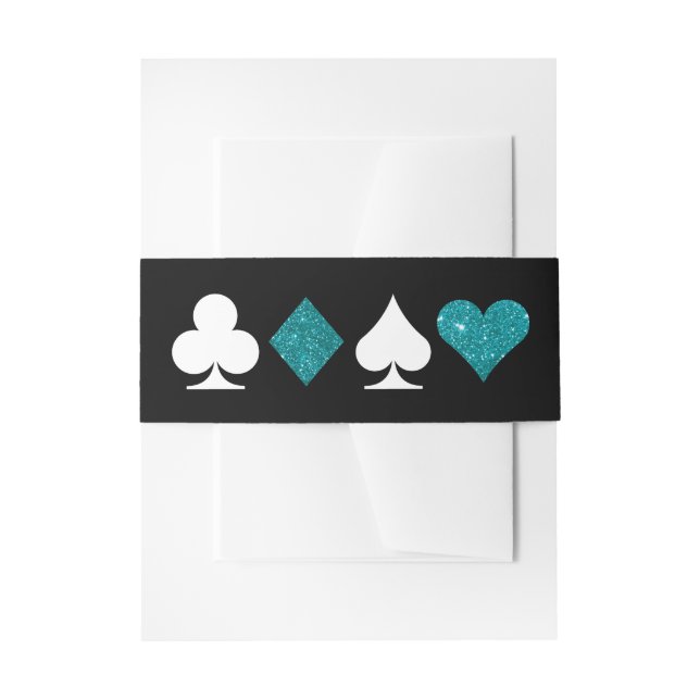 Bandeau De Faire-part Destiny Vegas Invitation Parties scintillant Turqu (Devant example)