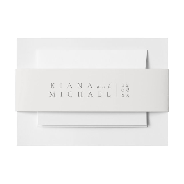 Bandeau De Faire-part Détails du Mariage Neutres Chic Poudre Blanc ID102 (Devant Example)