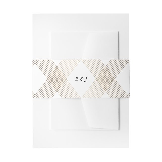 Bandeau De Faire-part Diamant Or Géométrique Art Déco Blanc Gatsby (Devant example)