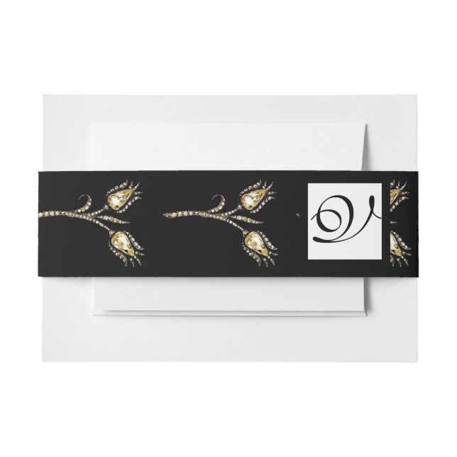 Bandeau De Faire-part DIAMOND TULIPS noir blanc Carré Monogramme (Devant Example)
