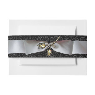 Bandeau De Faire-part DIAMONT TULIPS noir blanc Damas ruban