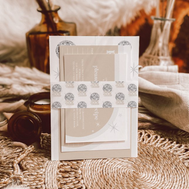 Bandeau De Faire-part Disco Bride Retro Disco Ball Fête des mariées (Disco Bride Retro Disco Ball Bridal Shower Invitation Belly Band)