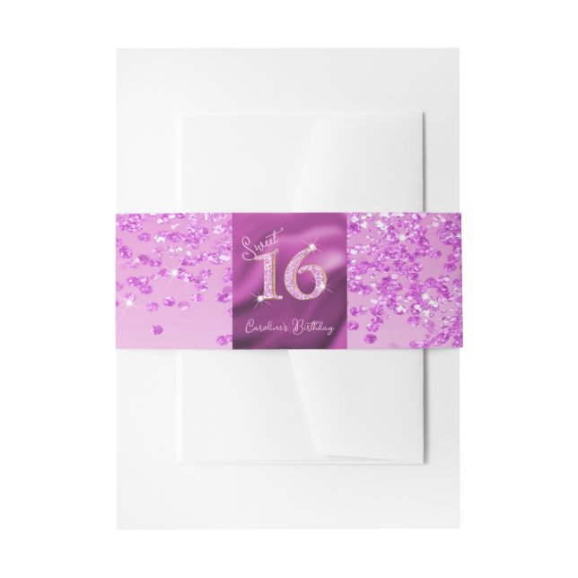 Bandeau De Faire-part Douce Parties scintillant rose brillante 16 (Devant example)