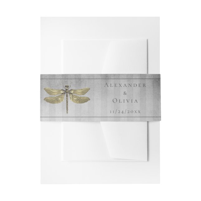 Bandeau De Faire-part Dragonfly à bijoux en or (Devant example)