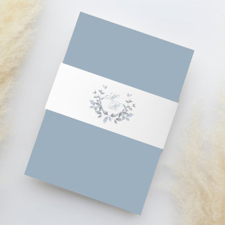 Bandeau De Faire-part Dusty Blue élégant mariage Monogramme