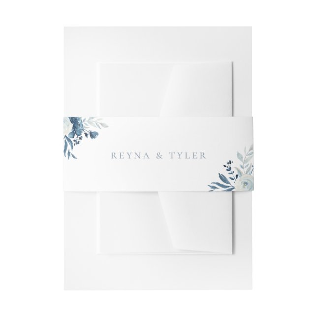 Bandeau De Faire-part Dusty Blue Floral Mariage (Devant example)